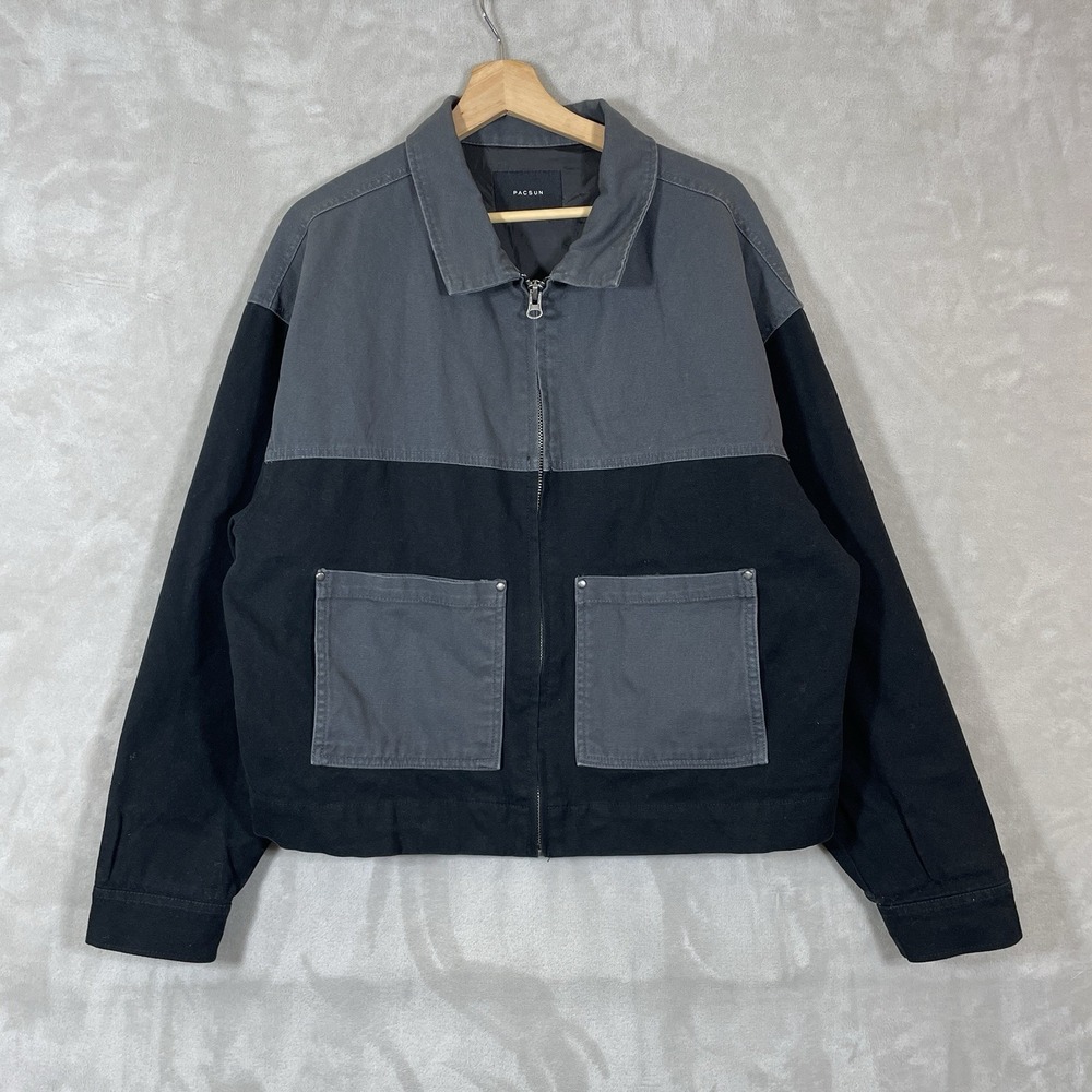 Pacsun Jacket Mens Medium Detroit Santa Fe Western Black Gray Boxy‎ Fit Lined